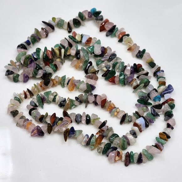 34" Multicolor Polished Stone Necklace - Picture 2 of 6